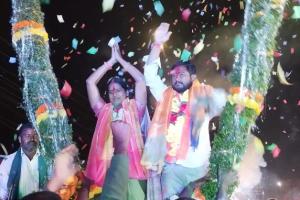 గొల్లపల్లి సర్పంచ్  నల్ల నీరజ సతీష్ రెడ్డి విజయోత్స ర్యాలీ 