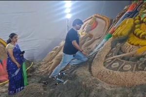 జగిత్యాలలో 20 అడుగుల శ్రీవేంకటేశ్వర స్వామి 3డి సైకత శిల్ప ప్రదర్శన