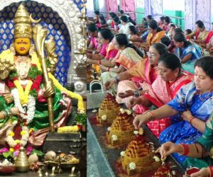 108 శ్రీ చక్ర సహిత శ్రీ లలితామాత ఆలయంలో వైభవంగా కుంకుమార్చన