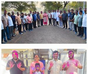 ధరూర్ క్యాంపు వాకర్స్ అసోసియేషన్ హోలీ సంబరాల్లో పాల్గొన్న తొలి జెడ్పి చైర్ పర్సన్ వసంత