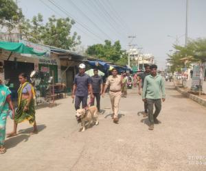 ధర్మపురి పట్టణ లో ట్రెయిన్డ్ డాగ్స్  సహాయంతో నారకోటిక్ నిషేధిత గంజాయి మధిక ద్రవ్యాల  ప్రత్యేక తనిఖీలు 