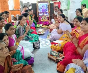 హరిహరాలయంలో మాతలచే శ్రీ లలిత సహస్రనామ పారాయణం ఉంజల్ సేవ