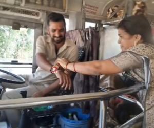 డ్యూటీలో ఉన్న తమ్ముడికి రాఖీ కట్టిన అక్క